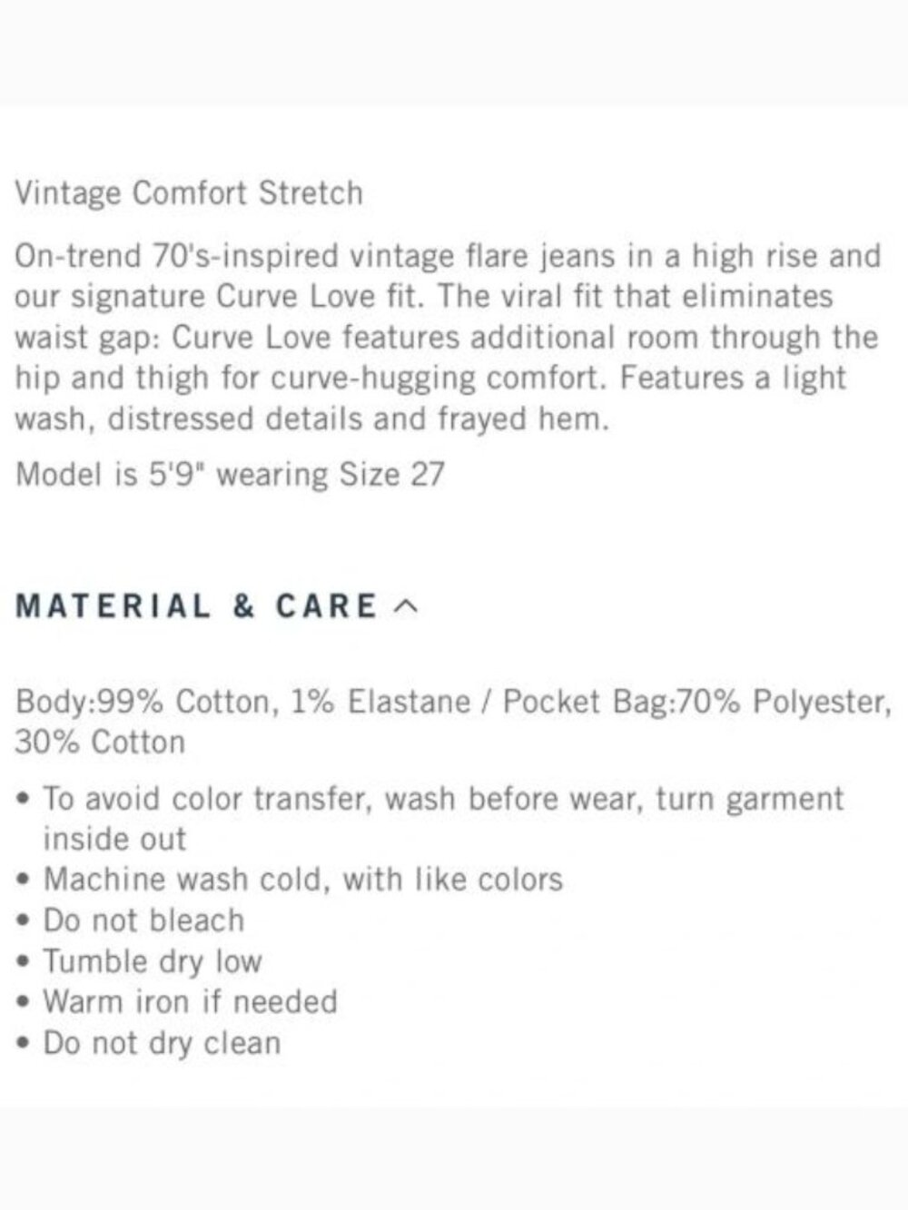 Abercrombie & Fitch Curve Love The Vintage Flare High Rise Jeans - Picture 7 of 7